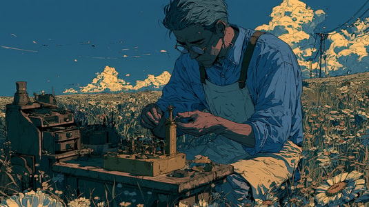 Craftsperson working on a small mechanical device outdoors, representing customer experience optimization.