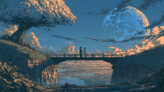 Two people standing together on a bridge, representing the trust and connection behind strong customer relationships.