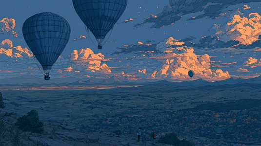 Hot air balloons over a landscape for a HubSpot vs Intercom Fin comparison.
