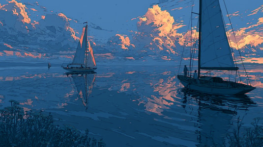 Two sailboats on calm water representing Intercom vs Olark comparison.