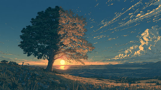 A large tree changing with the seasons, representing product change management and adaptation.
