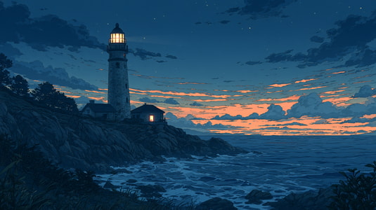 Lighthouse shining over the ocean at dusk, representing timely customer notifications and guidance.