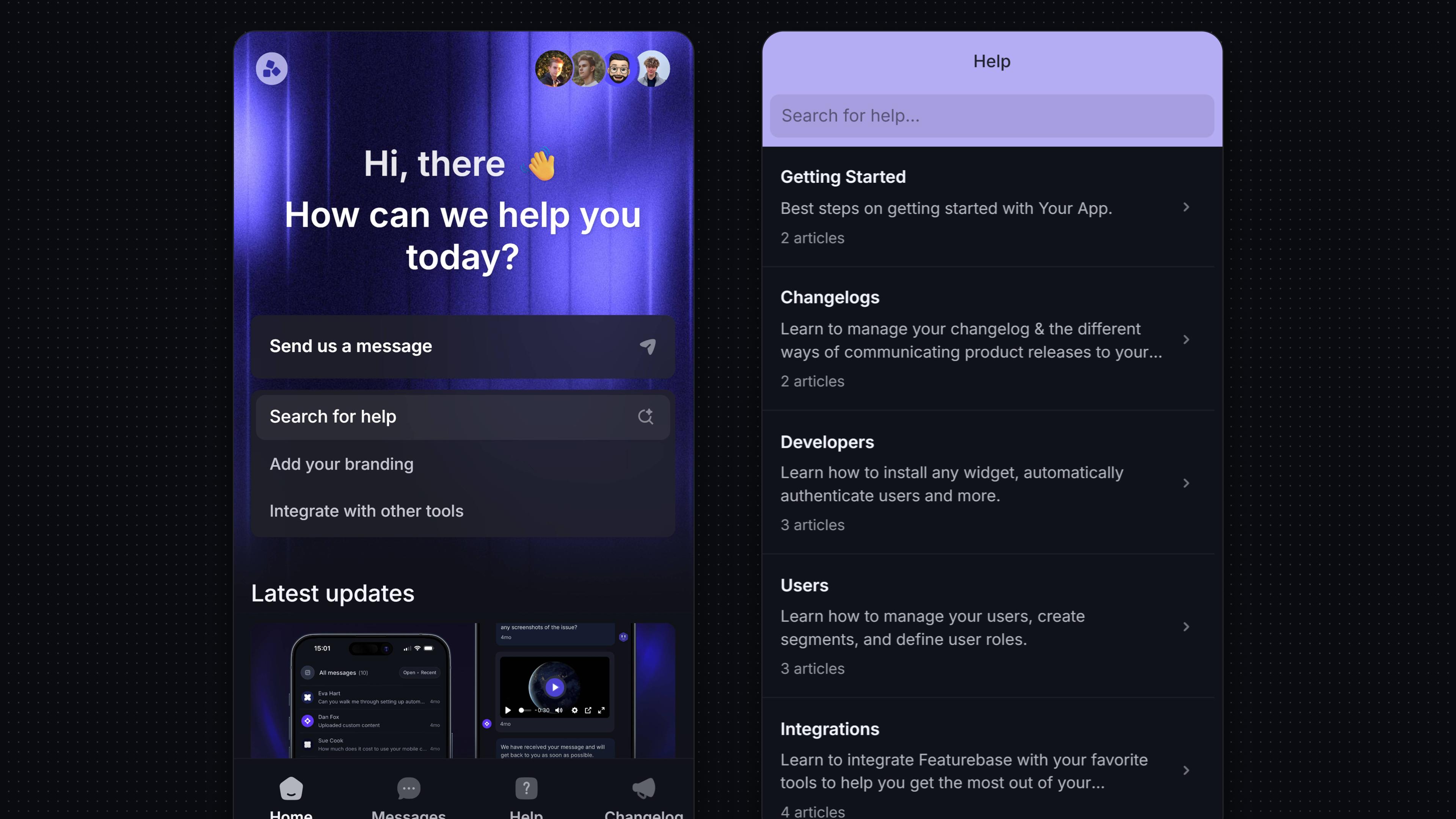 In-app widget